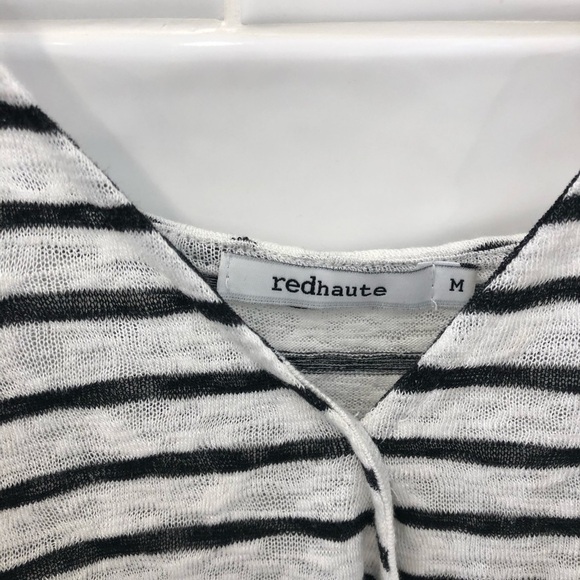 BLOOMINGDALES red haute stripe surplice top - Picture 4 of 5